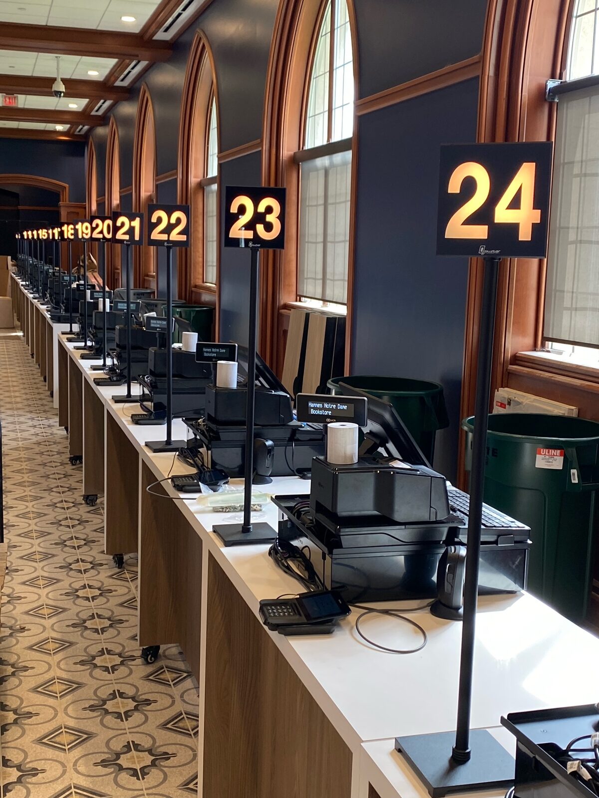 Qbuster electronic queue system at Notre Dame University bookstore
